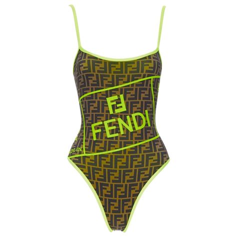 fendi one piece swimsuit brown|Fendi neon bikini.